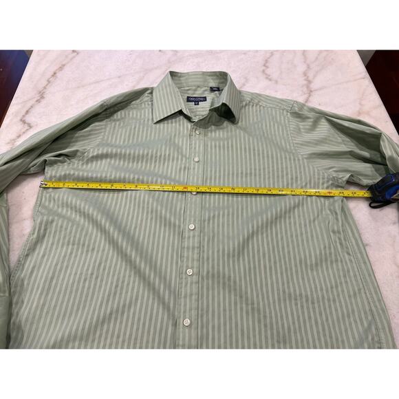 Sean John Shirt XL Mens Button Down Mint Green Business satin Stripe Flip Cuff - Picture 4 of 6